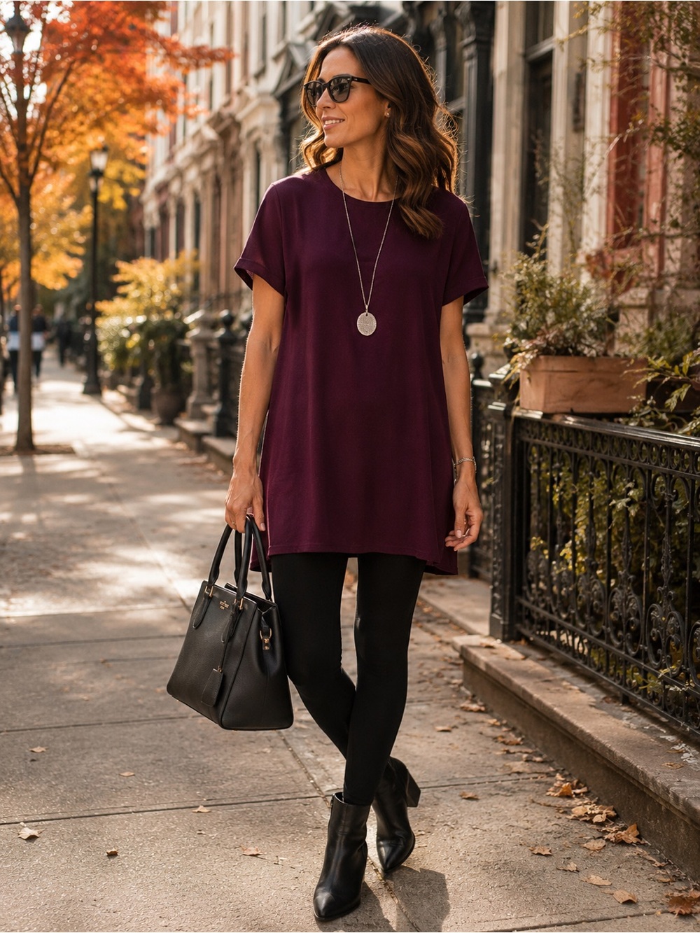 Wilfred Free Deep Plum Tunic Top M 100% Rayon Lined Minimalist